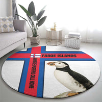 Faroe Islands Round Carpet with Red Blue Cross Design and Puffin Bird - Wonder Print Shop