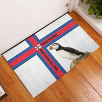 Faroe Islands Rubber Doormat with Red Blue Cross Design and Puffin Bird - Wonder Print Shop