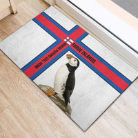 Faroe Islands Rubber Doormat with Red Blue Cross Design and Puffin Bird - Wonder Print Shop