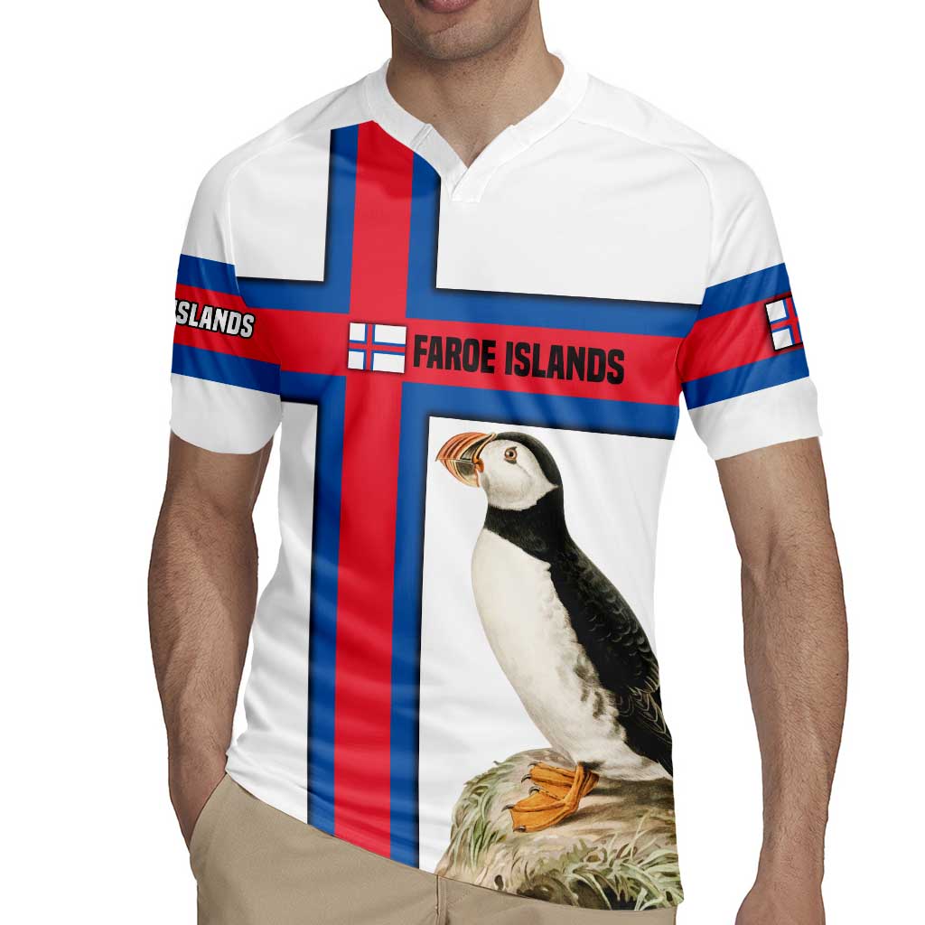 Faroe Islands Rugby Jersey with Red Blue Cross Design and Puffin Bird - Wonder Print Shop