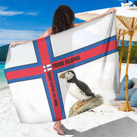 Faroe Islands Sarong with Red Blue Cross Design and Puffin Bird - Wonder Print Shop
