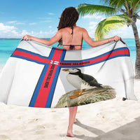 Faroe Islands Sarong with Red Blue Cross Design and Puffin Bird - Wonder Print Shop