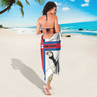Faroe Islands Sarong with Red Blue Cross Design and Puffin Bird - Wonder Print Shop