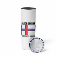 Faroe Islands Skinny Tumbler with Red Blue Cross Design and Puffin Bird - Wonder Print Shop