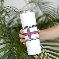 Faroe Islands Skinny Tumbler with Red Blue Cross Design and Puffin Bird - Wonder Print Shop