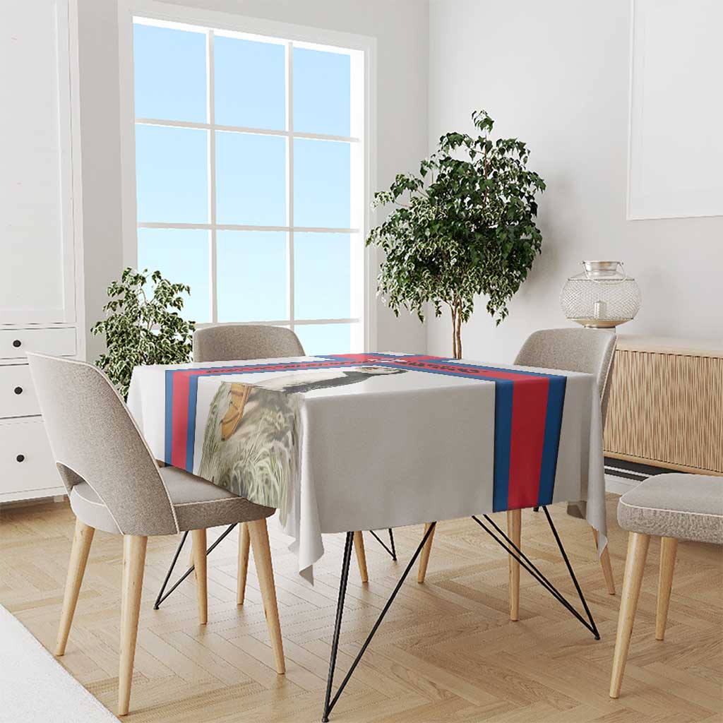Faroe Islands Tablecloth with Red Blue Cross Design and Puffin Bird - Wonder Print Shop