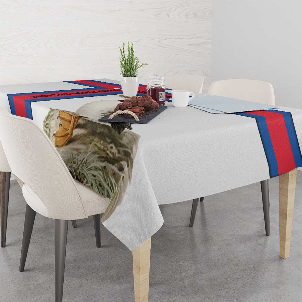 Faroe Islands Tablecloth with Red Blue Cross Design and Puffin Bird - Wonder Print Shop