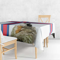 Faroe Islands Tablecloth with Red Blue Cross Design and Puffin Bird - Wonder Print Shop