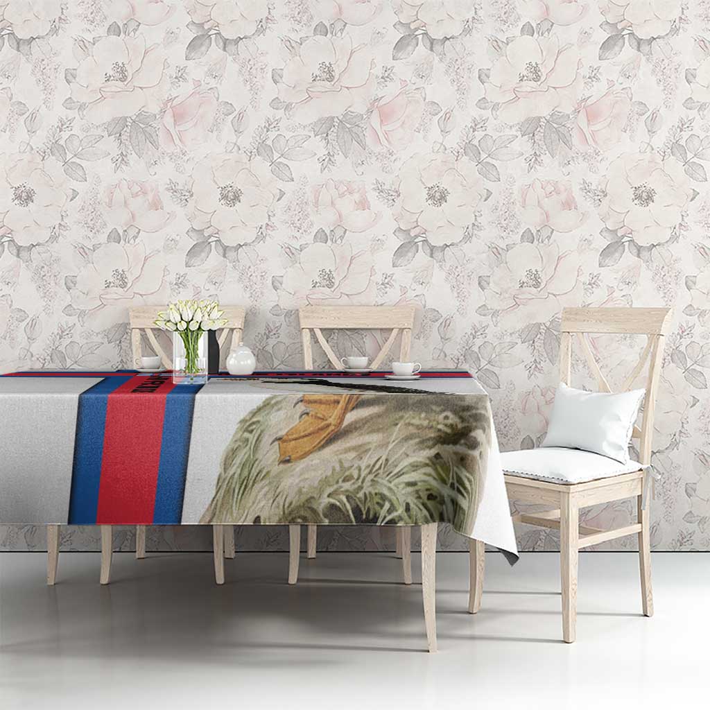 Faroe Islands Tablecloth with Red Blue Cross Design and Puffin Bird - Wonder Print Shop