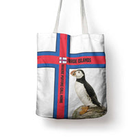 Faroe Islands Tote Bag with Red Blue Cross Design and Puffin Bird - Wonder Print Shop