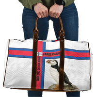 Faroe Islands Travel Bag with Red Blue Cross Design and Puffin Bird - Wonder Print Shop