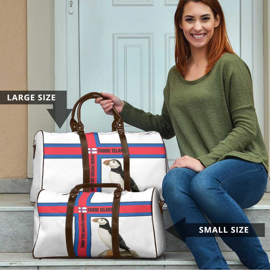 Faroe Islands Travel Bag with Red Blue Cross Design and Puffin Bird - Wonder Print Shop