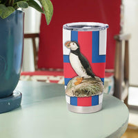 Faroe Islands Tumbler Cup with Red Blue Cross Design and Puffin Bird - Wonder Print Shop