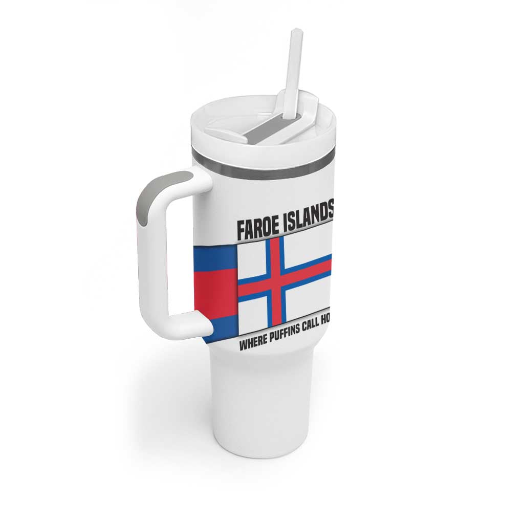 Faroe Islands Tumbler With Handle with Red Blue Cross Design and Puffin Bird - Wonder Print Shop