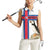 Faroe Islands Women Sleeveless Polo Shirt with Red Blue Cross Design and Puffin Bird - Wonder Print Shop