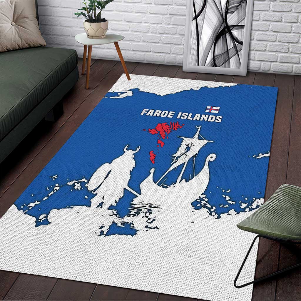 Faroe Islands Area Rug with Viking Ship and Map Silhouette - Wonder Print Shop