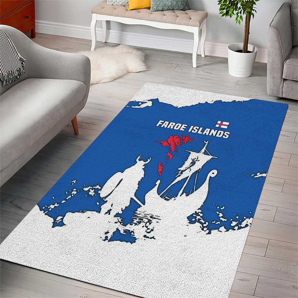 Faroe Islands Area Rug with Viking Ship and Map Silhouette - Wonder Print Shop