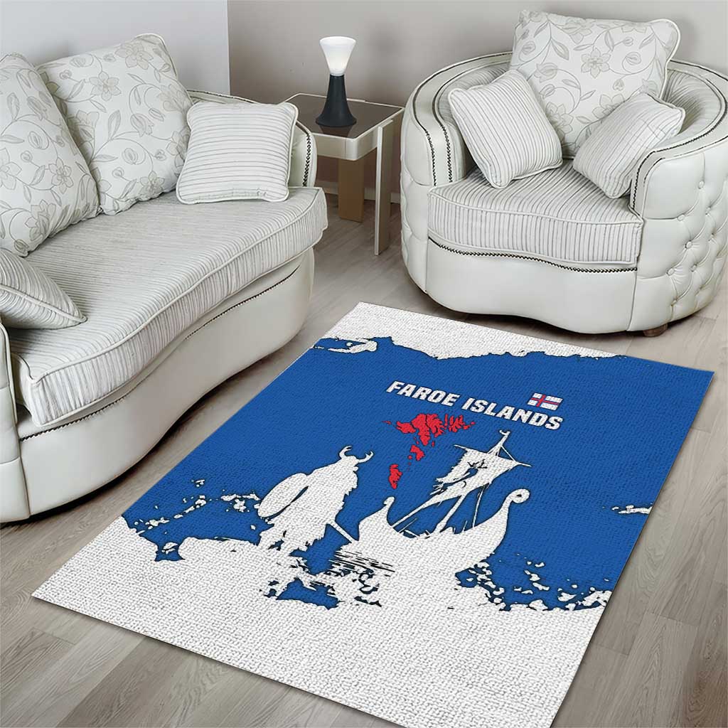 Faroe Islands Area Rug with Viking Ship and Map Silhouette - Wonder Print Shop