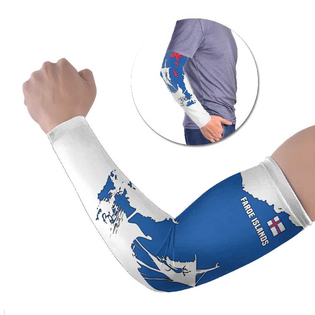 Faroe Islands Arm Sleeves with Viking Ship and Map Silhouette - Wonder Print Shop