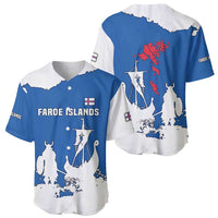 Faroe Islands Baseball Jersey with Viking Ship and Map Silhouette - Wonder Print Shop