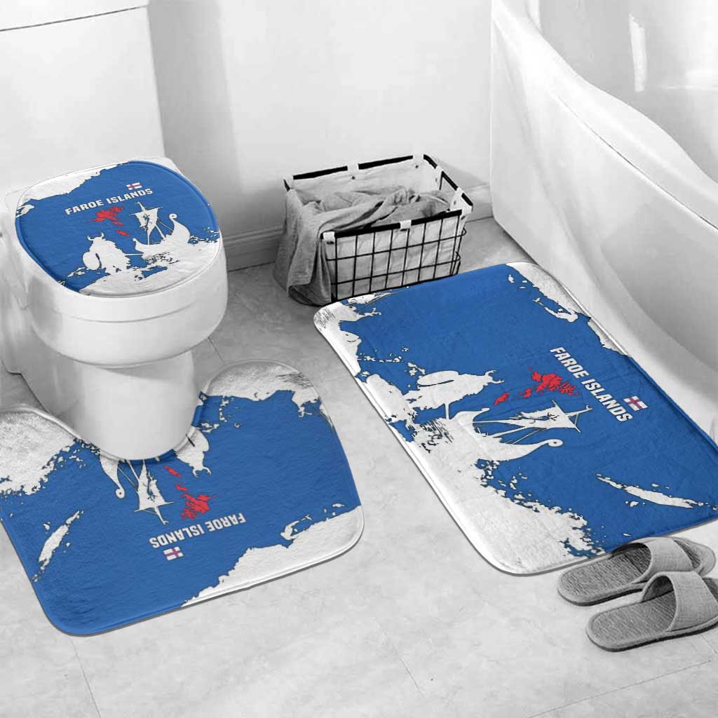 Faroe Islands Bathroom Set with Viking Ship and Map Silhouette - Wonder Print Shop