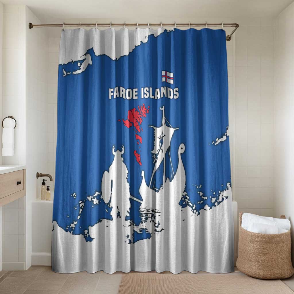 Faroe Islands Bathroom Set with Viking Ship and Map Silhouette - Wonder Print Shop