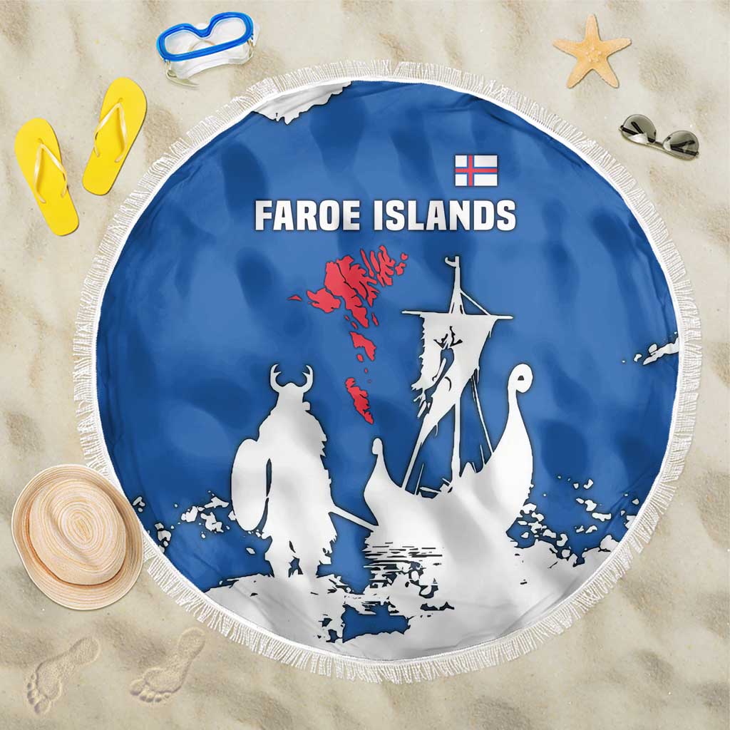 Faroe Islands Beach Blanket with Viking Ship and Map Silhouette - Wonder Print Shop