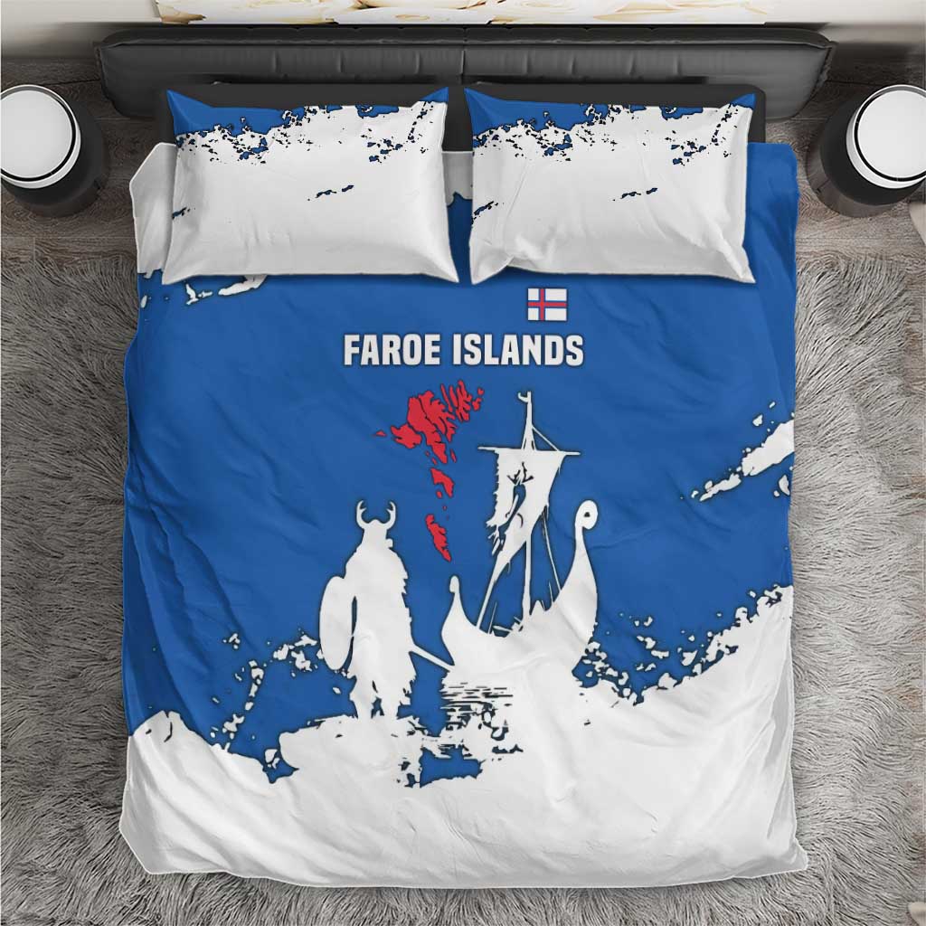 Faroe Islands Bedding Set with Viking Ship and Map Silhouette - Wonder Print Shop