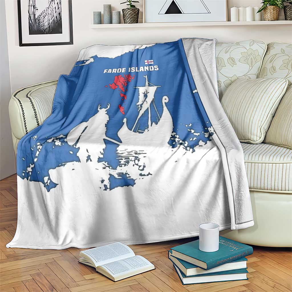 Faroe Islands Blanket with Viking Ship and Map Silhouette - Wonder Print Shop