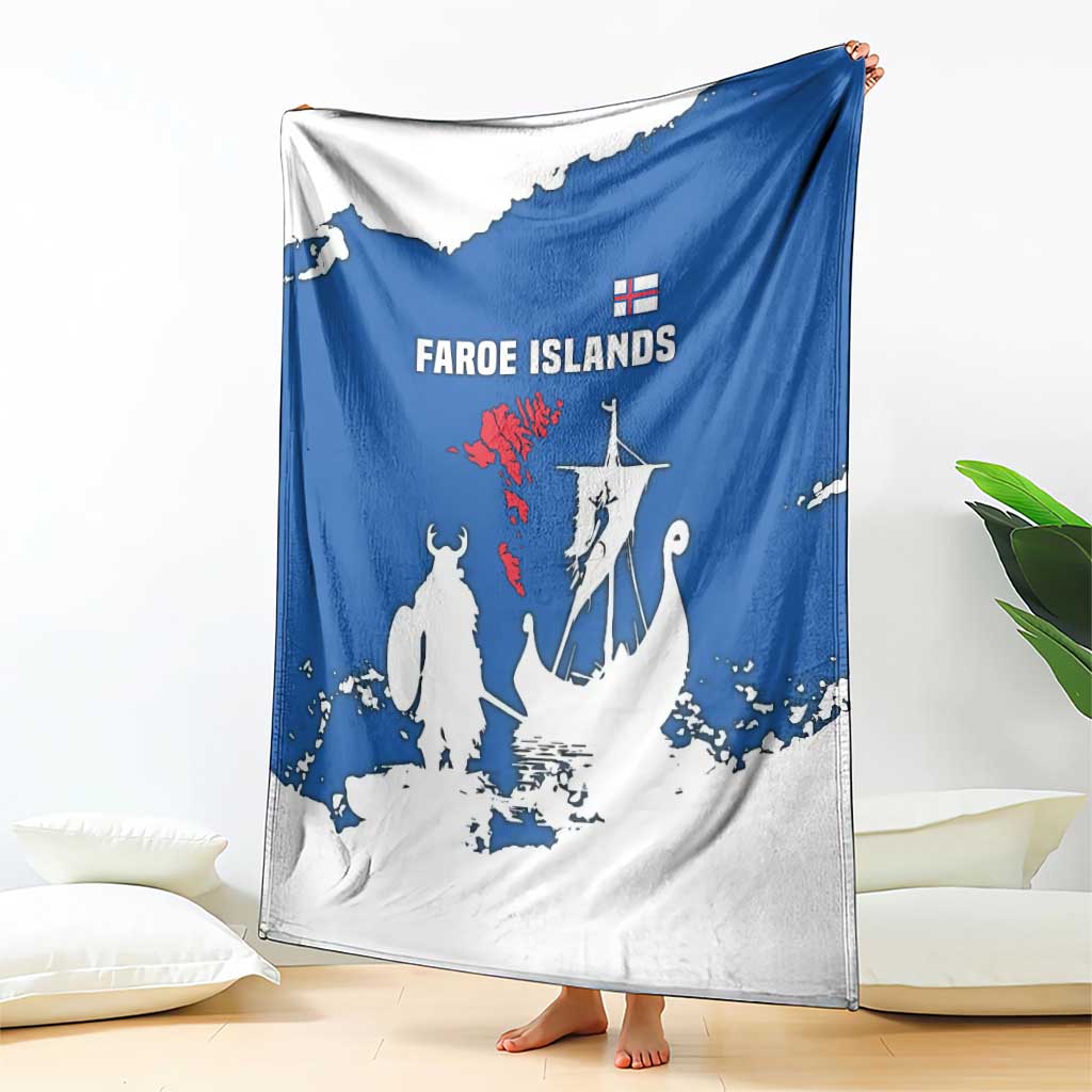 Faroe Islands Blanket with Viking Ship and Map Silhouette - Wonder Print Shop