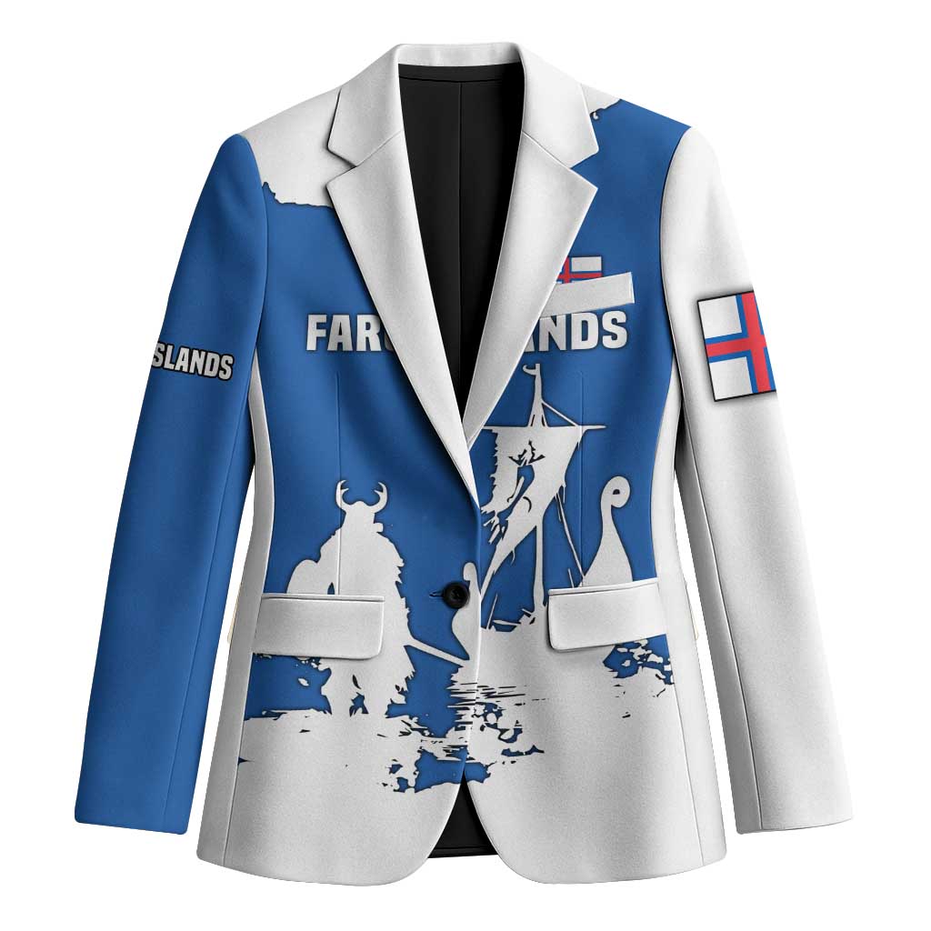Faroe Islands Blazer with Viking Ship and Map Silhouette - Wonder Print Shop