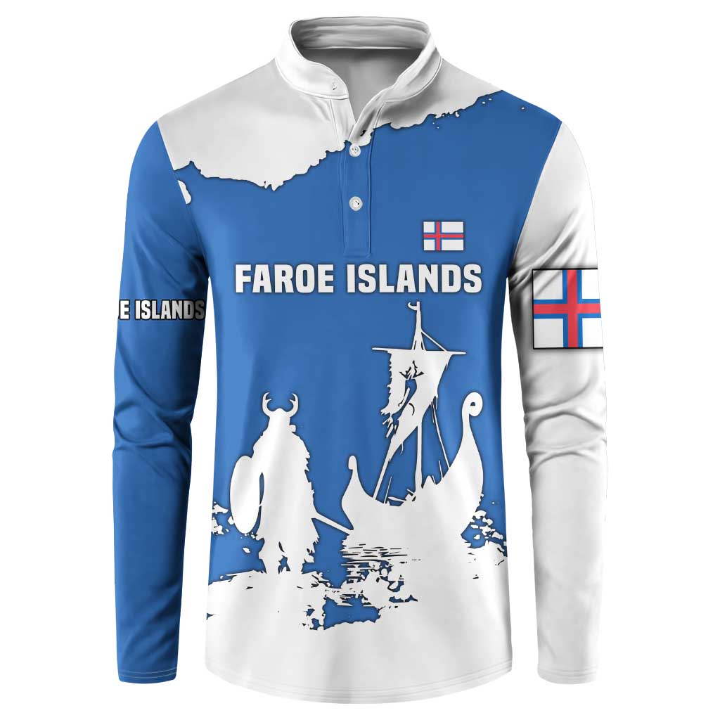 Faroe Islands Button Sweatshirt with Viking Ship and Map Silhouette - Wonder Print Shop