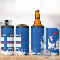 Faroe Islands 4 in 1 Can Cooler Tumbler with Viking Ship and Map Silhouette - Wonder Print Shop