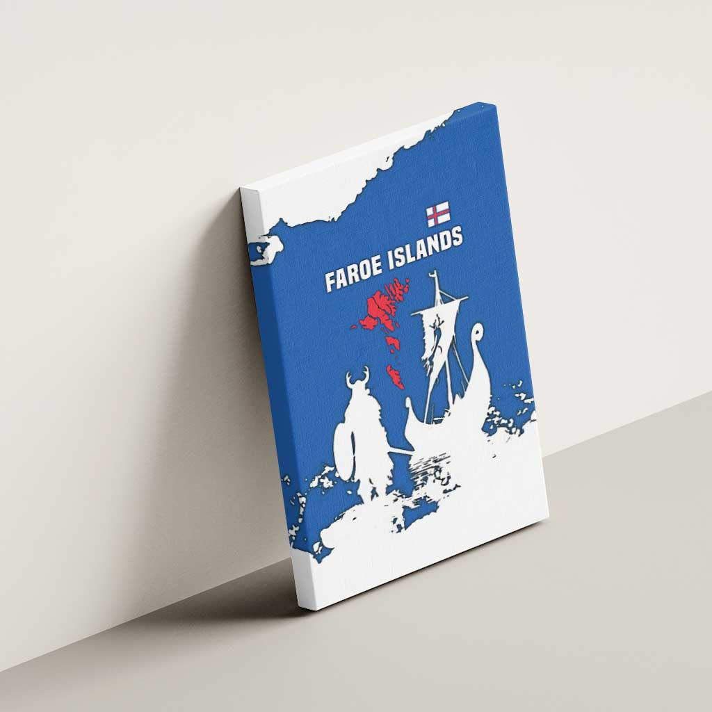 Faroe Islands Canvas Wall Art with Viking Ship and Map Silhouette - Wonder Print Shop