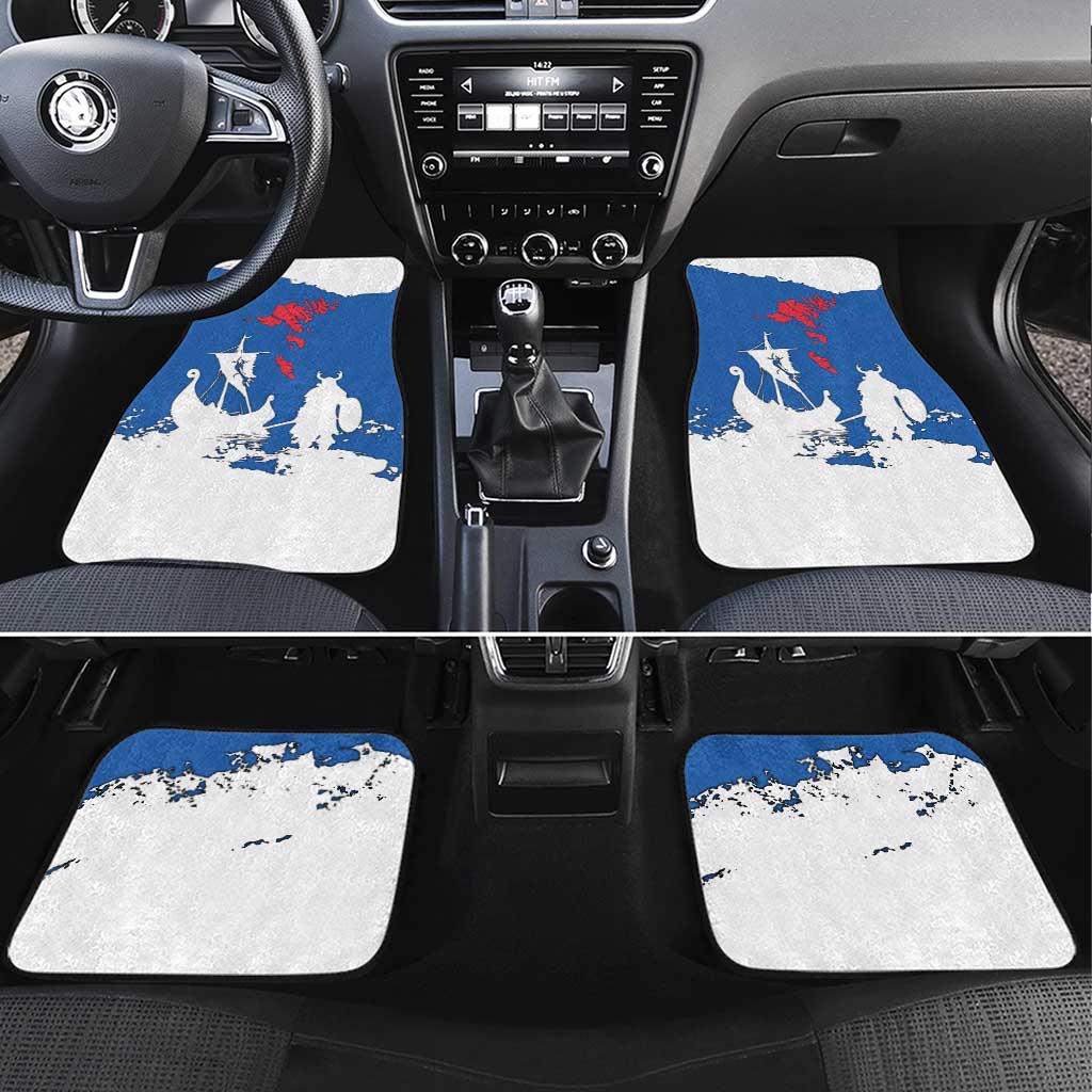 Faroe Islands Car Mats with Viking Ship and Map Silhouette - Wonder Print Shop