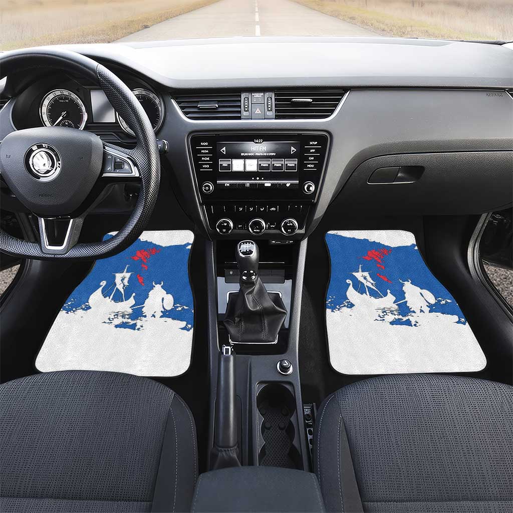 Faroe Islands Car Mats with Viking Ship and Map Silhouette - Wonder Print Shop