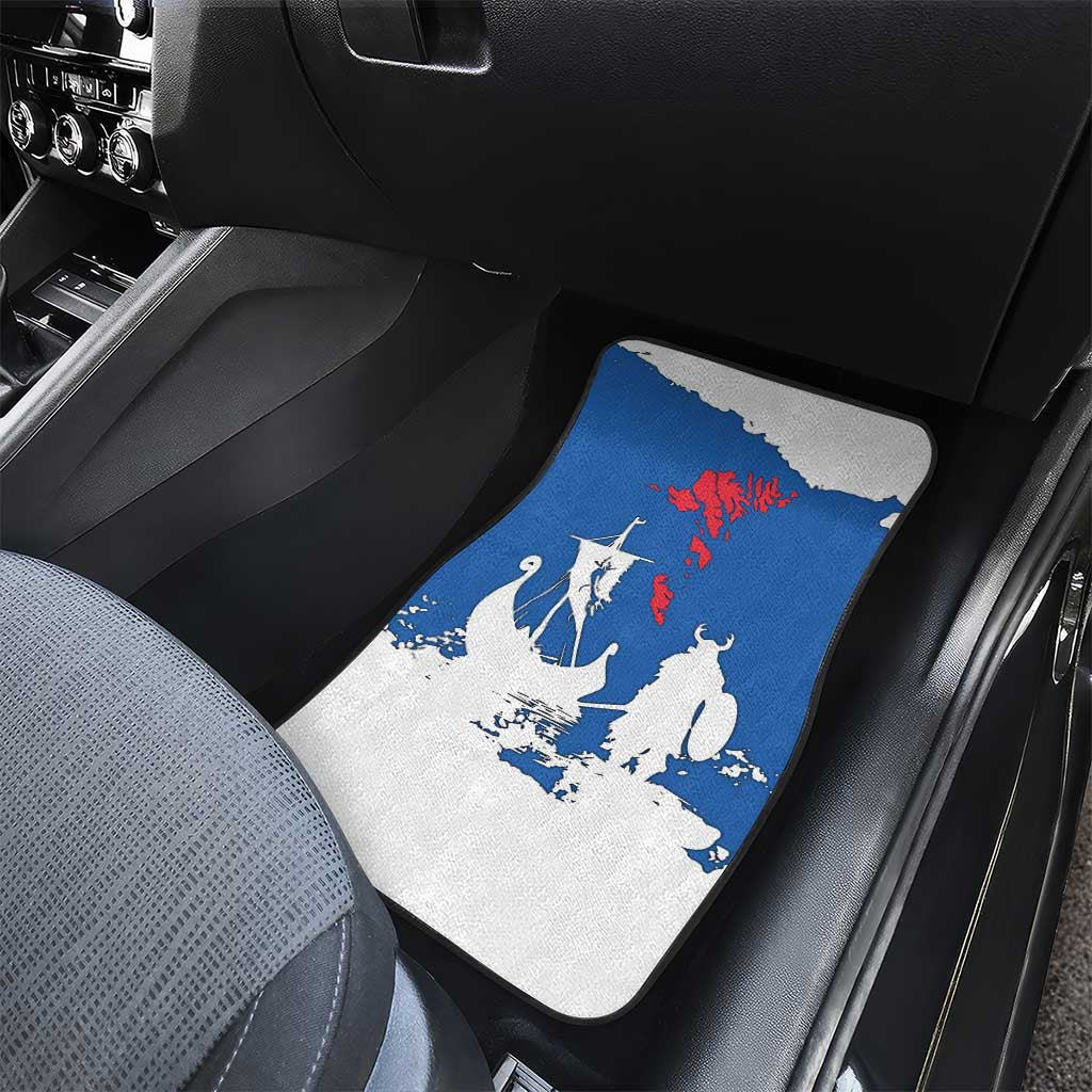 Faroe Islands Car Mats with Viking Ship and Map Silhouette - Wonder Print Shop