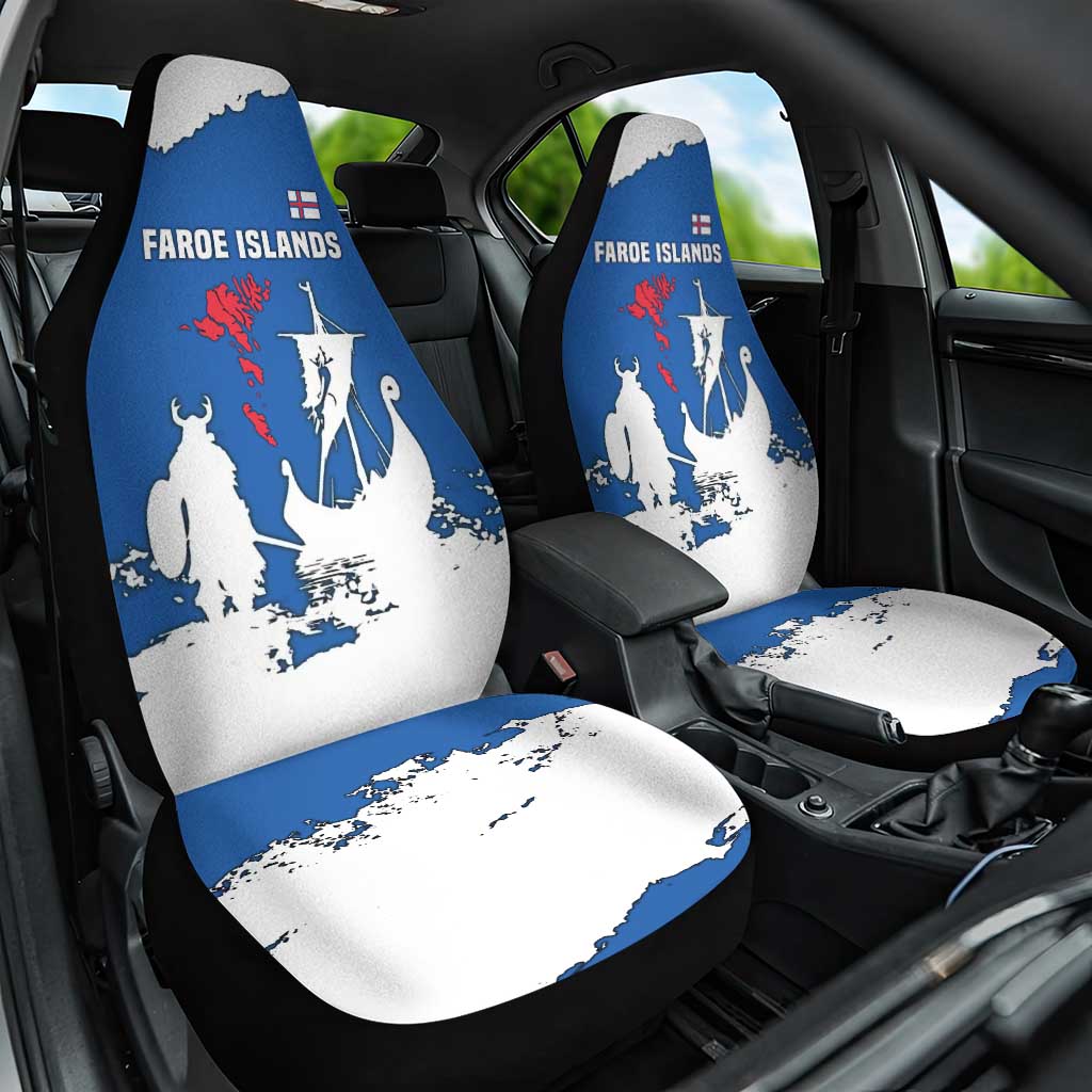Faroe Islands Car Seat Cover with Viking Ship and Map Silhouette - Wonder Print Shop