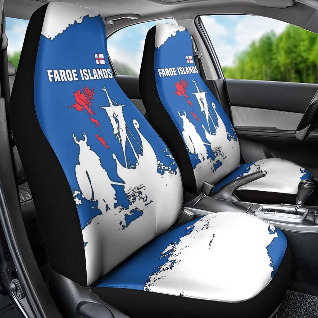 Faroe Islands Car Seat Cover with Viking Ship and Map Silhouette - Wonder Print Shop