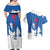 Faroe Islands Couples Matching Off Shoulder Maxi Dress and Hawaiian Shirt with Viking Ship and Map Silhouette - Wonder Print Shop