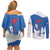 Faroe Islands Couples Matching Off Shoulder Short Dress and Long Sleeve Button Shirt with Viking Ship and Map Silhouette - Wonder Print Shop