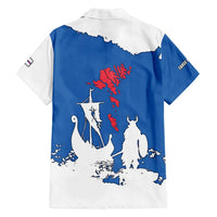 Faroe Islands Family Matching Long Sleeve Bodycon Dress and Hawaiian Shirt with Viking Ship and Map Silhouette - Wonder Print Shop