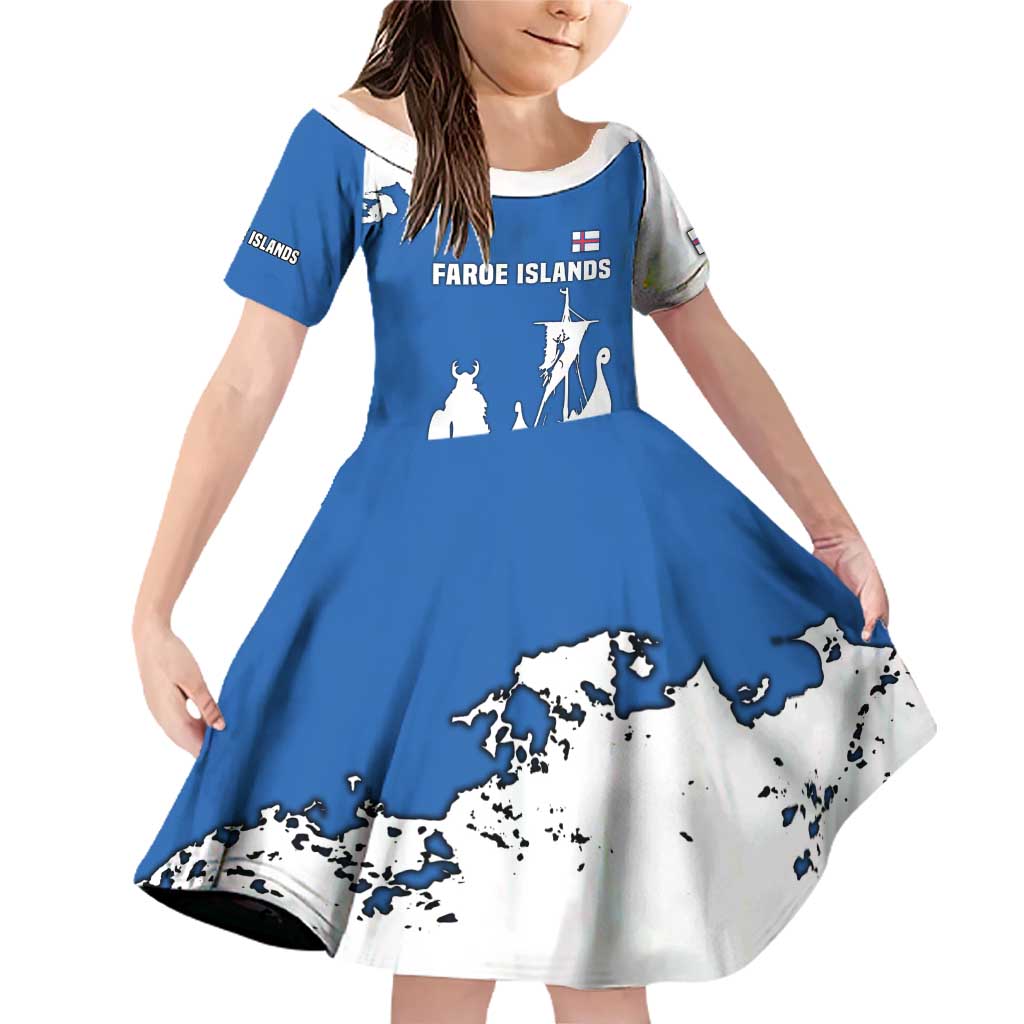 Faroe Islands Family Matching Off Shoulder Short Dress and Hawaiian Shirt with Viking Ship and Map Silhouette - Wonder Print Shop