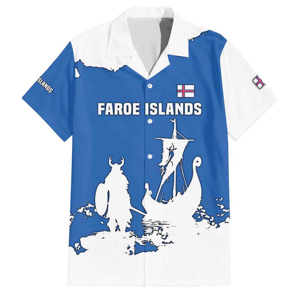 Faroe Islands Family Matching Off Shoulder Short Dress and Hawaiian Shirt with Viking Ship and Map Silhouette - Wonder Print Shop