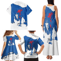 Faroe Islands Family Matching Tank Maxi Dress and Hawaiian Shirt with Viking Ship and Map Silhouette - Wonder Print Shop