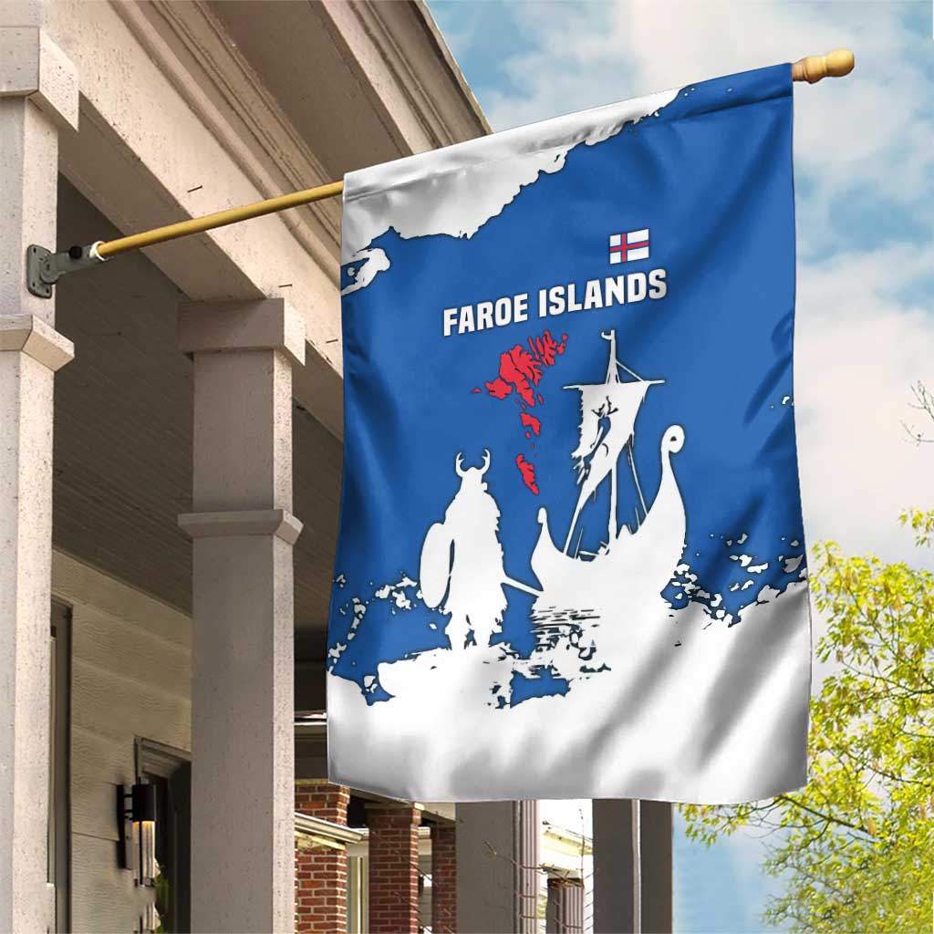 Faroe Islands Garden Flag with Viking Ship and Map Silhouette - Wonder Print Shop