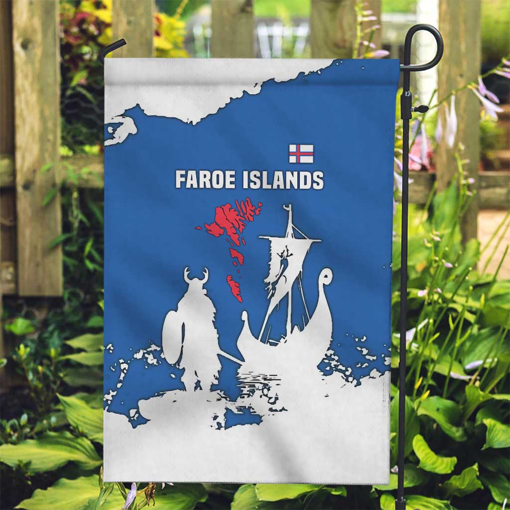 Faroe Islands Garden Flag with Viking Ship and Map Silhouette - Wonder Print Shop