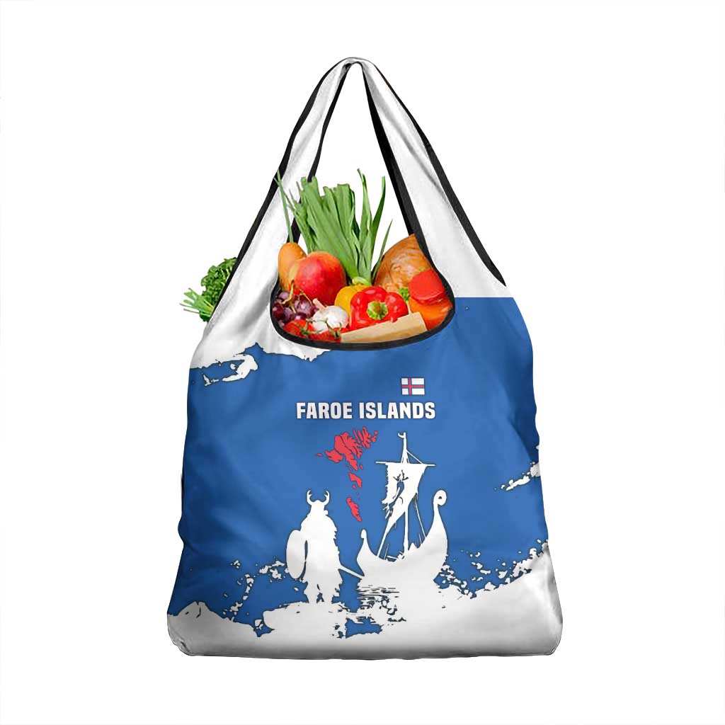 Faroe Islands Grocery Bag with Viking Ship and Map Silhouette - Wonder Print Shop