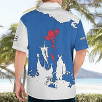 Faroe Islands Hawaiian Shirt with Viking Ship and Map Silhouette - Wonder Print Shop