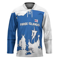 Faroe Islands Hockey Jersey with Viking Ship and Map Silhouette - Wonder Print Shop
